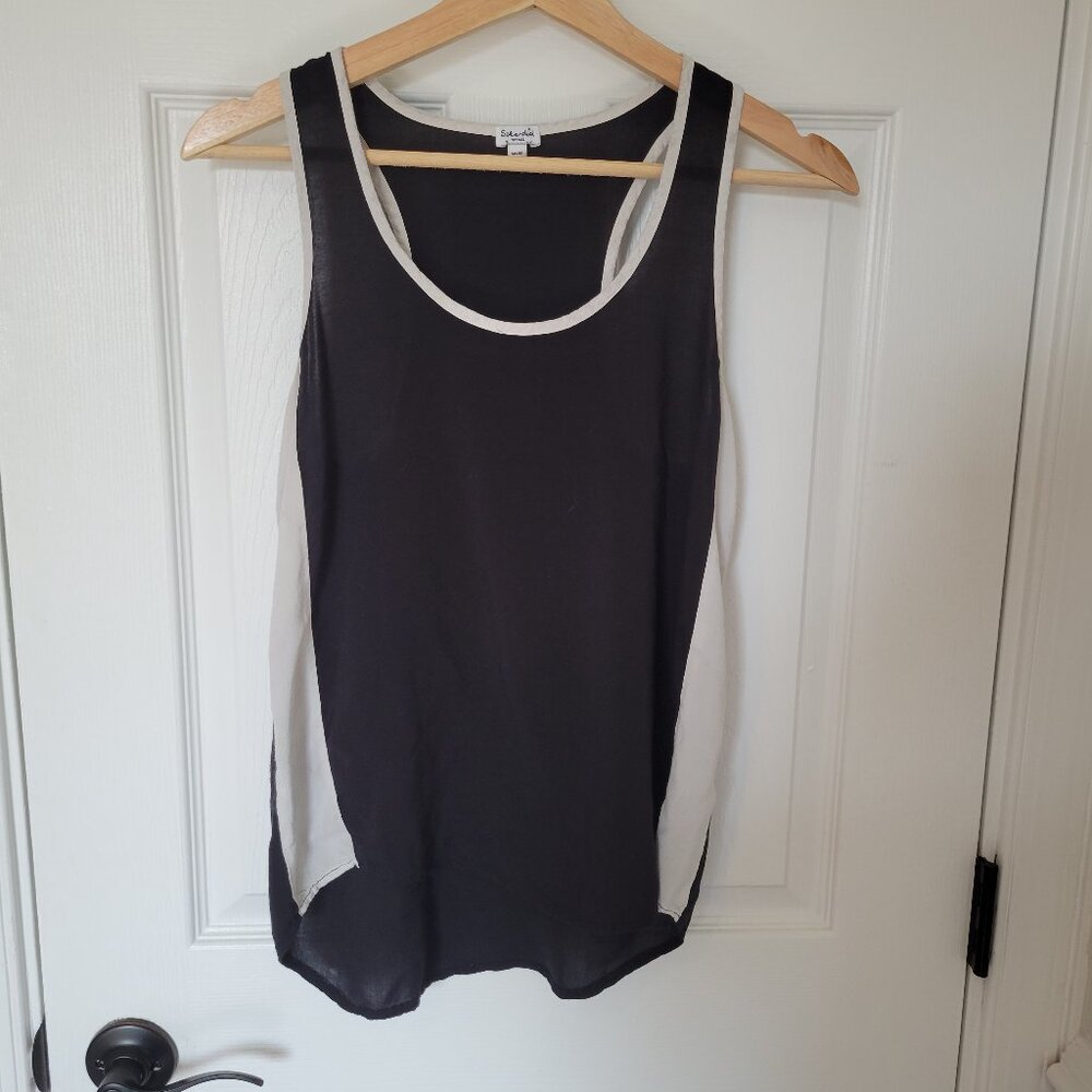Splendid Sleeveless Sheer Blouse Black Cream size small